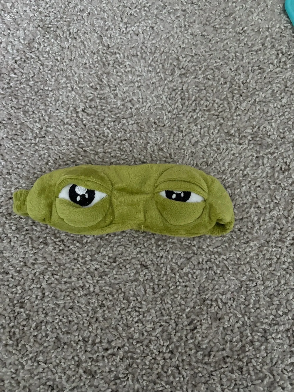 Kids PePe Plush Sleep Mask with Green Character Eyes